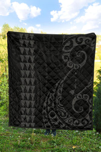 Hawaii Kakau Gray Polynesian Premium Quilt - Polynesian Pride
