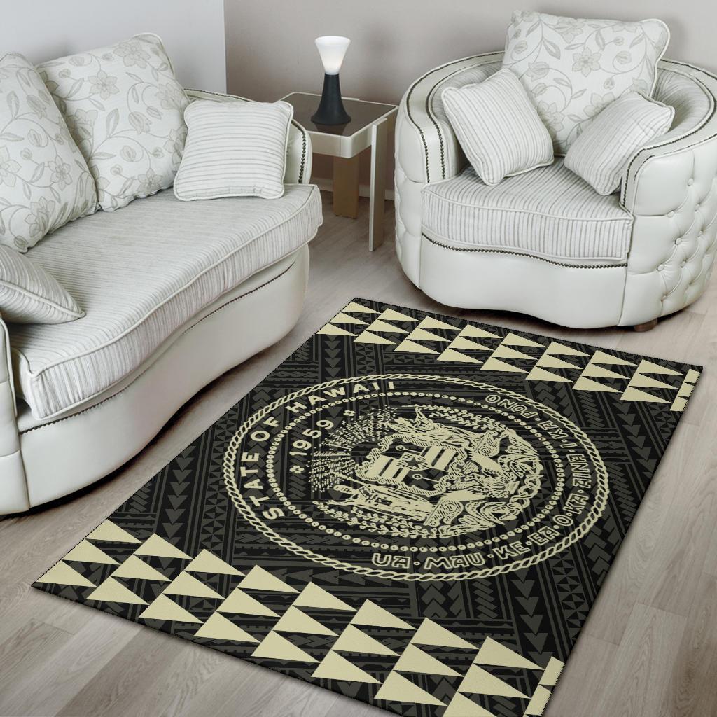 Kakau Seal Of Hawaii Polynesian - Beige Rug - Polynesian Pride