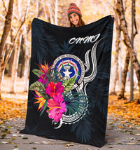 Northern Mariana Islands Polynesian Premium Blanket - Tropical Flower - Polynesian Pride