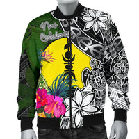 New Caledonia Men Bomber Jacket - Turtle Plumeria Banana Leaf - Polynesian Pride