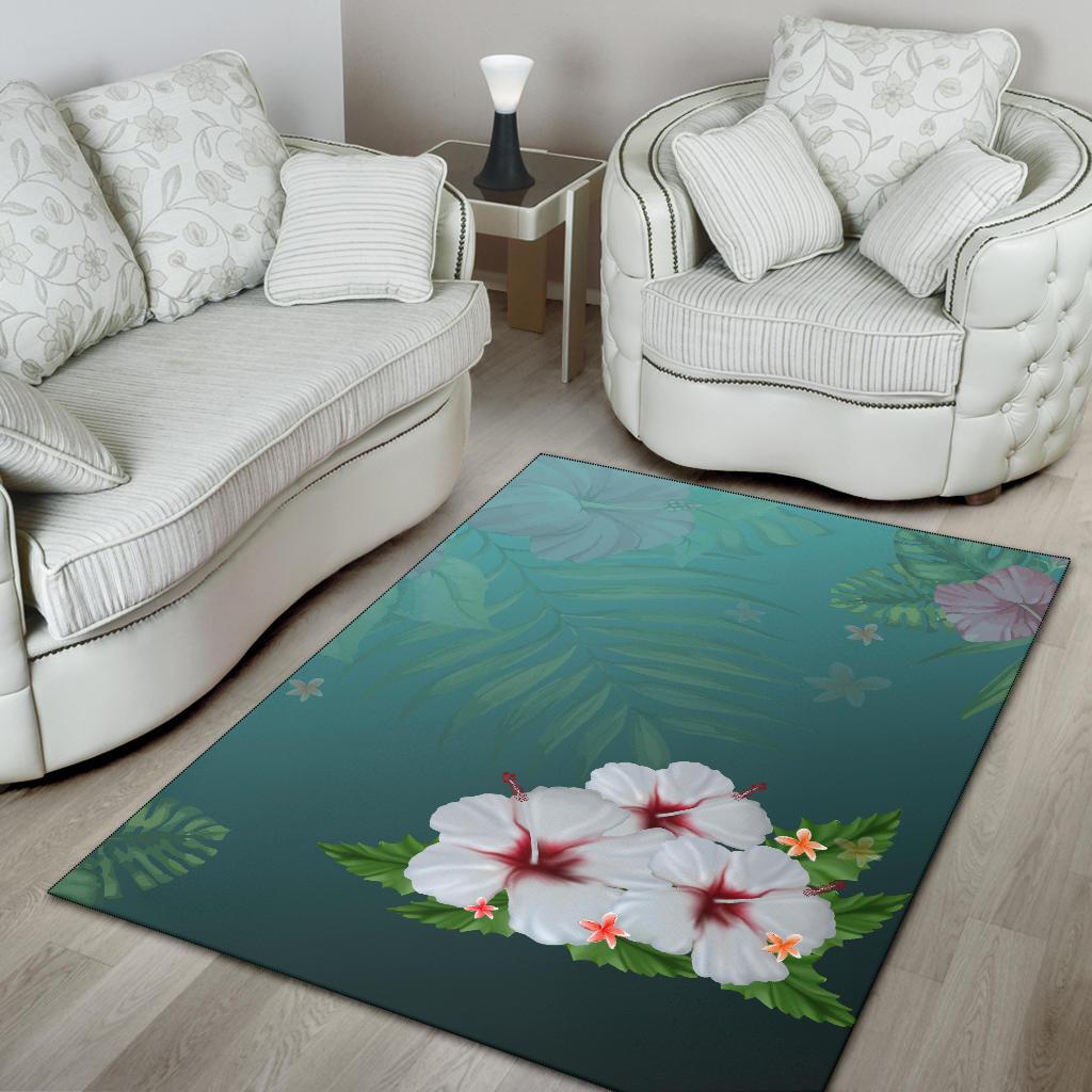 White Hibiscus Area Rug - Polynesian Pride