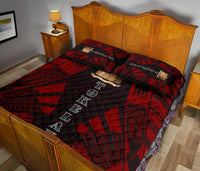 Tokelau Quilt Bed Set - Tokelau Coat Of Arms Red Tattoo Style - Polynesian Pride