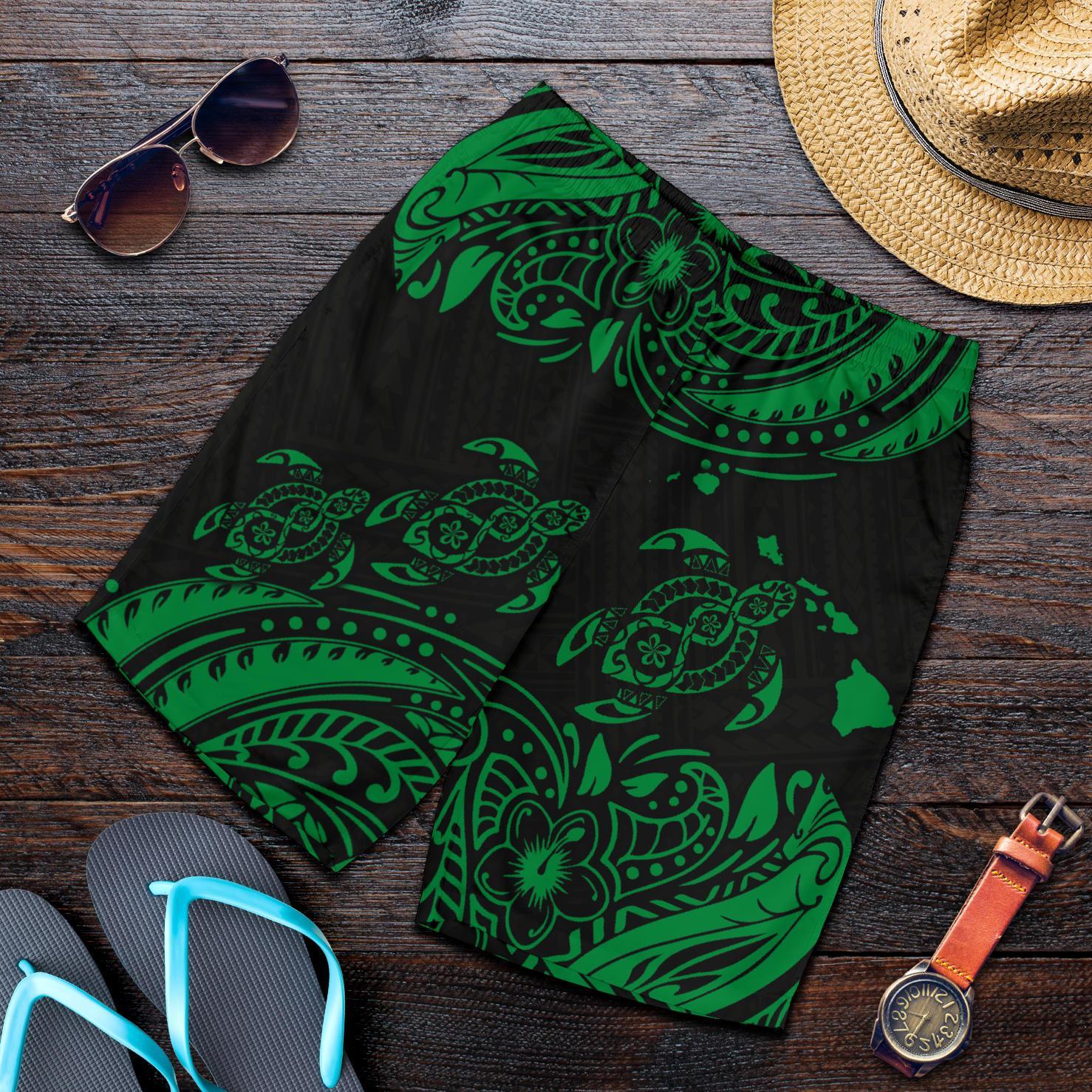 Hawaii Polynesian Men's Short - Green Sea Turtle Black - Green - Polynesian Pride