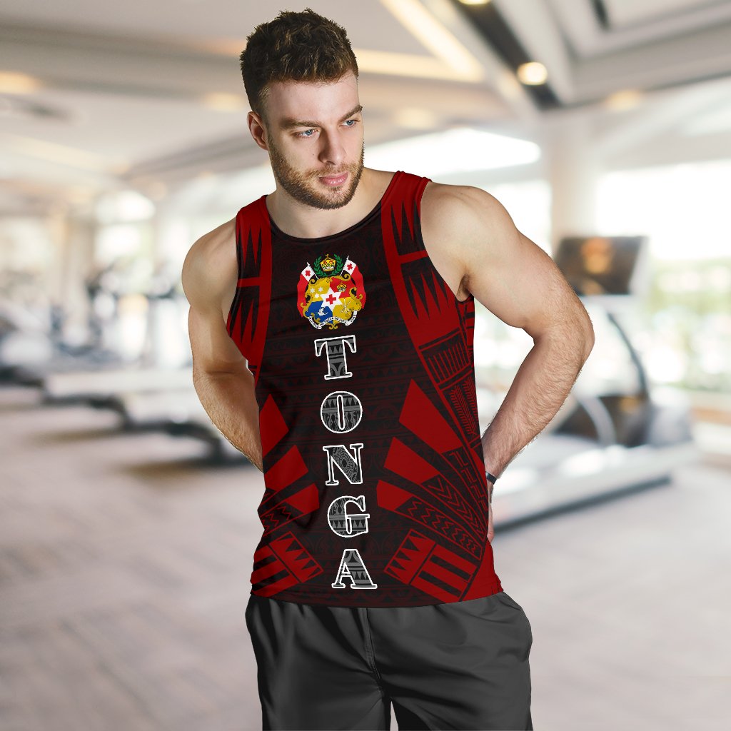 Tonga Men Tank Top - Polynesian Tattoo Red - Polynesian Pride