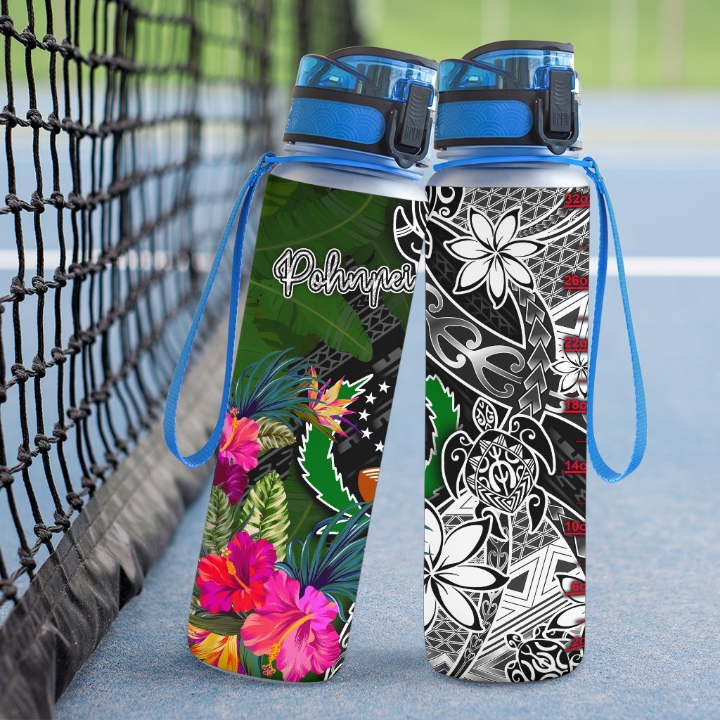 Pohnpei Hydro Tracking Bottle - Turtle Plumeria Banana Leaf - Polynesian Pride