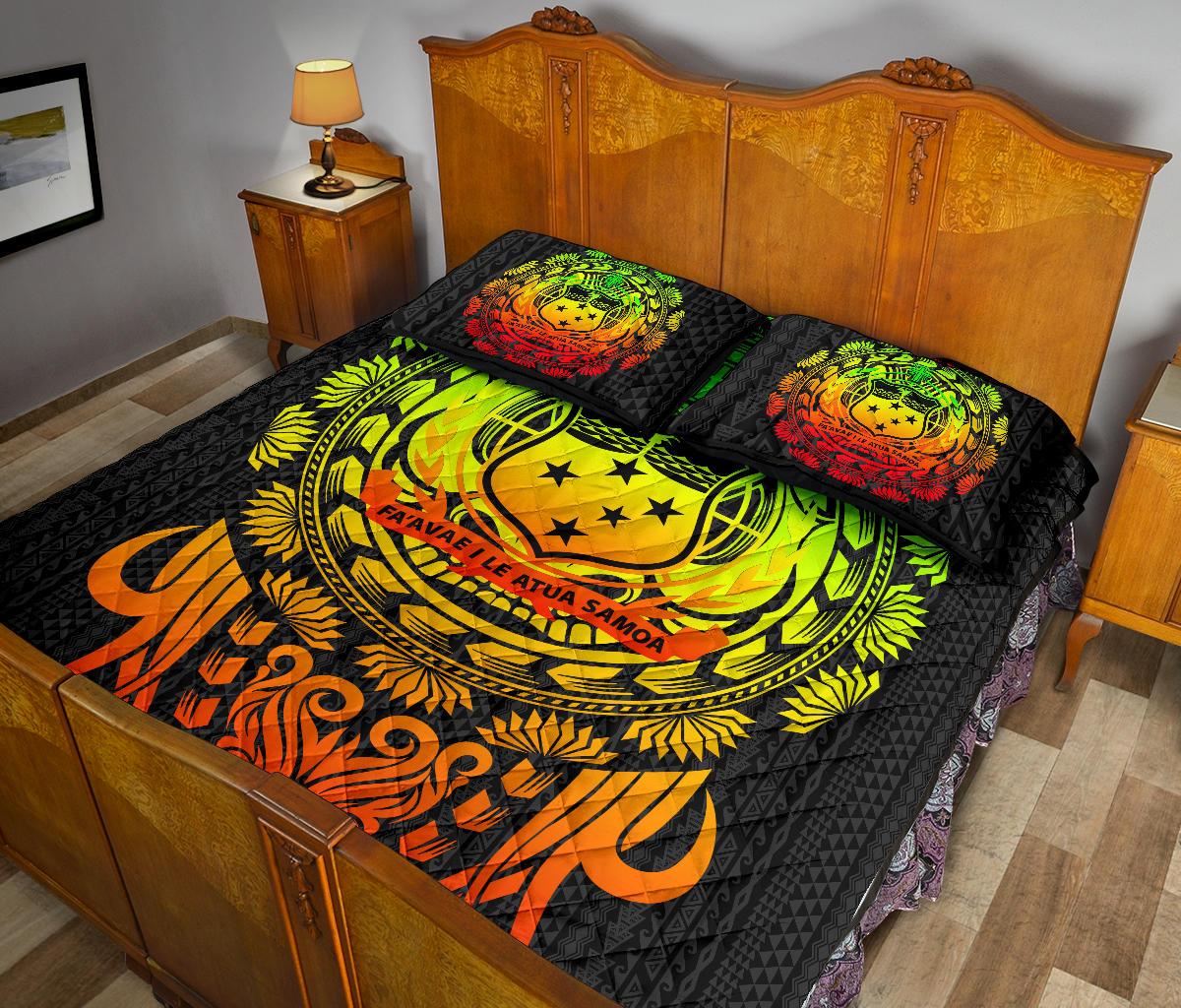 Samoa Polynesian Quilt Bed Set - Tattoo Pattern With Seal - Polynesian Pride