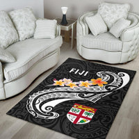 Fiji Area Rug - Fiji Seal Polynesian Patterns Plumeria (Black) - Polynesian Pride