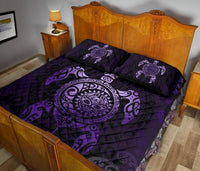 Maori Turtle Quilt Bed Set Purple - Polynesian Pride