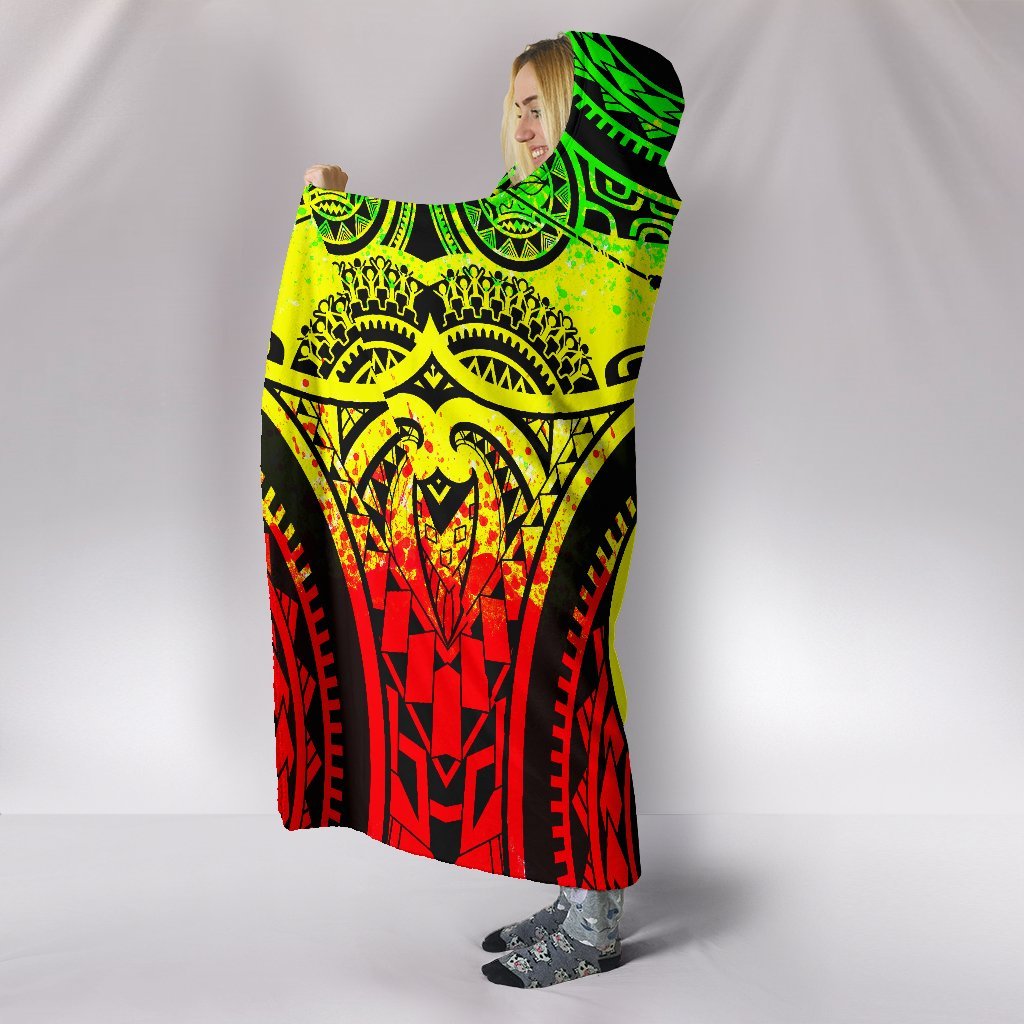 Polynesian Hooded Blankets - Guam Flag, Seal with Maui Moana Tattoo - Polynesian Pride