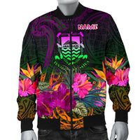Tuvalu Personalised Men's Bomber Jacket - Summer Hibiscus - Polynesian Pride