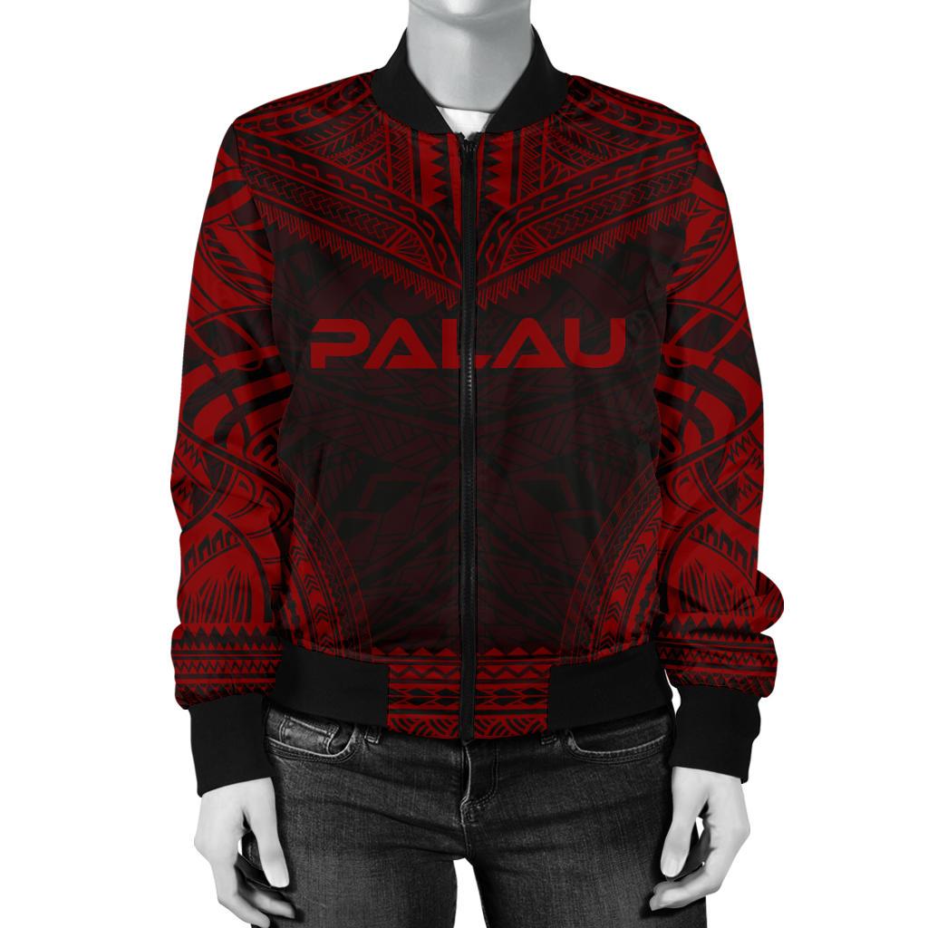 Palau Polynesian Chief Women'S Bomber Jacket - Red Version - Polynesian Pride