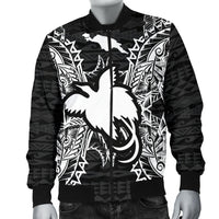 Papua New Guinea Polynesian Men's Bomber Jacket Map Black - Polynesian Pride