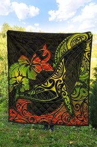 Hawaii Premium Quilt - Humpback Whale Hibiscus - Polynesian Pride