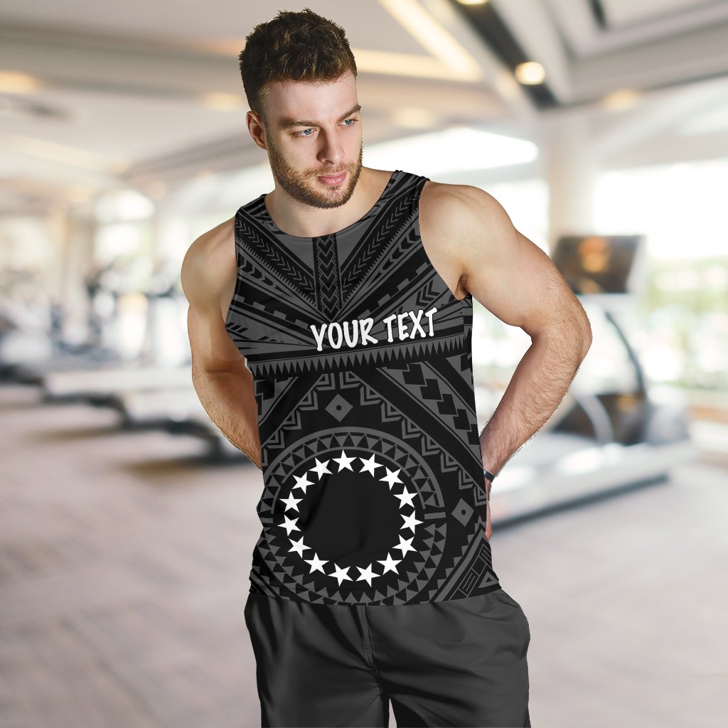 Cook Island Personalised Men's Tank Top - Seal With Polynesian Tattoo Style ( Black) Black - Polynesian Pride