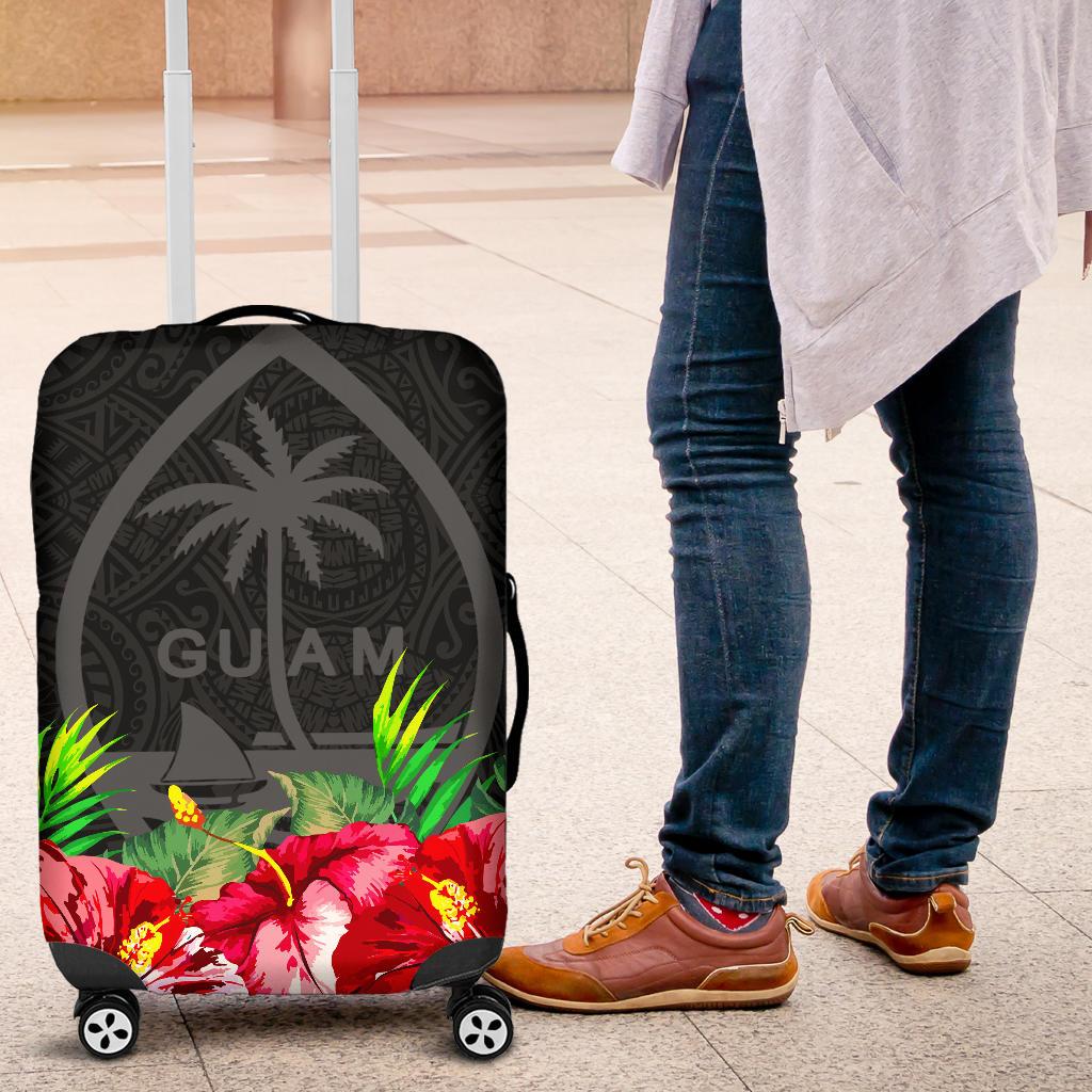 Guam Polynesian Luggage Covers Black Hibiscus - Polynesian Pride