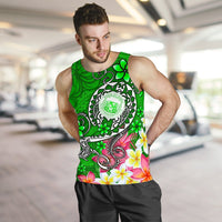 Hawaii Polynesian Men's Tank Top - Hawaii Seal With Turtle Plumeria (Green) - Polynesian Pride