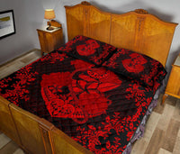 Hawaii Anchor Hibiscus Flower Vintage Quilt Bed Set - AH - Red - Polynesian Pride