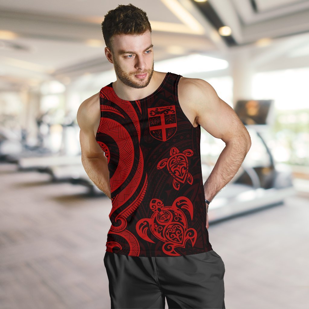 Fiji Polynesian Men Tank Top - Red Tentacle Turtle - Polynesian Pride