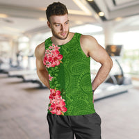 Hawaii Tropical Flower Polynesian Men's Tank Top - Curtis style - Green - Polynesian Pride