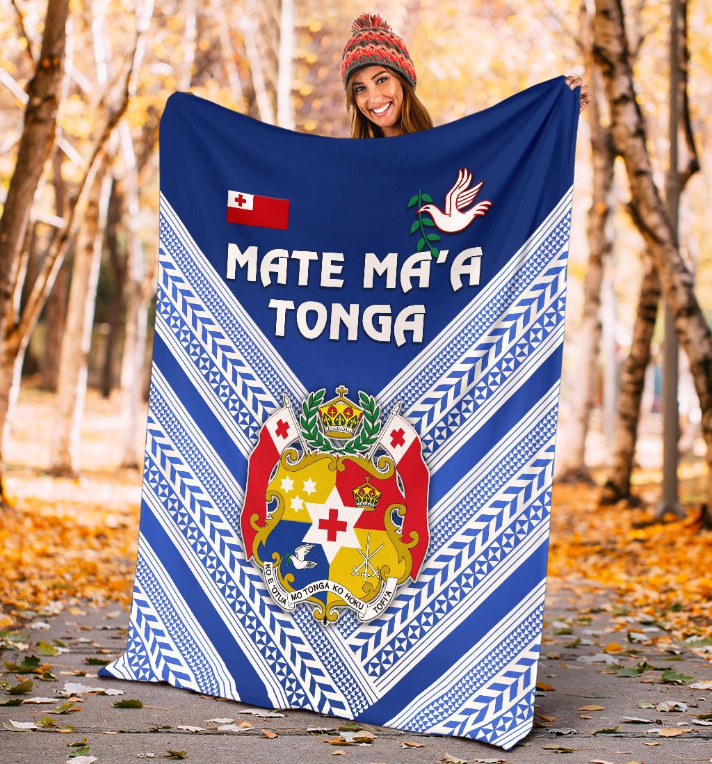 Mate Ma'a Tonga Rugby Premium Blanket Polynesian Creative Style - Blue - Polynesian Pride