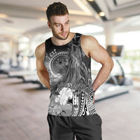 Custom Personalised Chuuk Men's Tank Top - Humpback Whale with Tropical Flowers (White) - Polynesian Pride