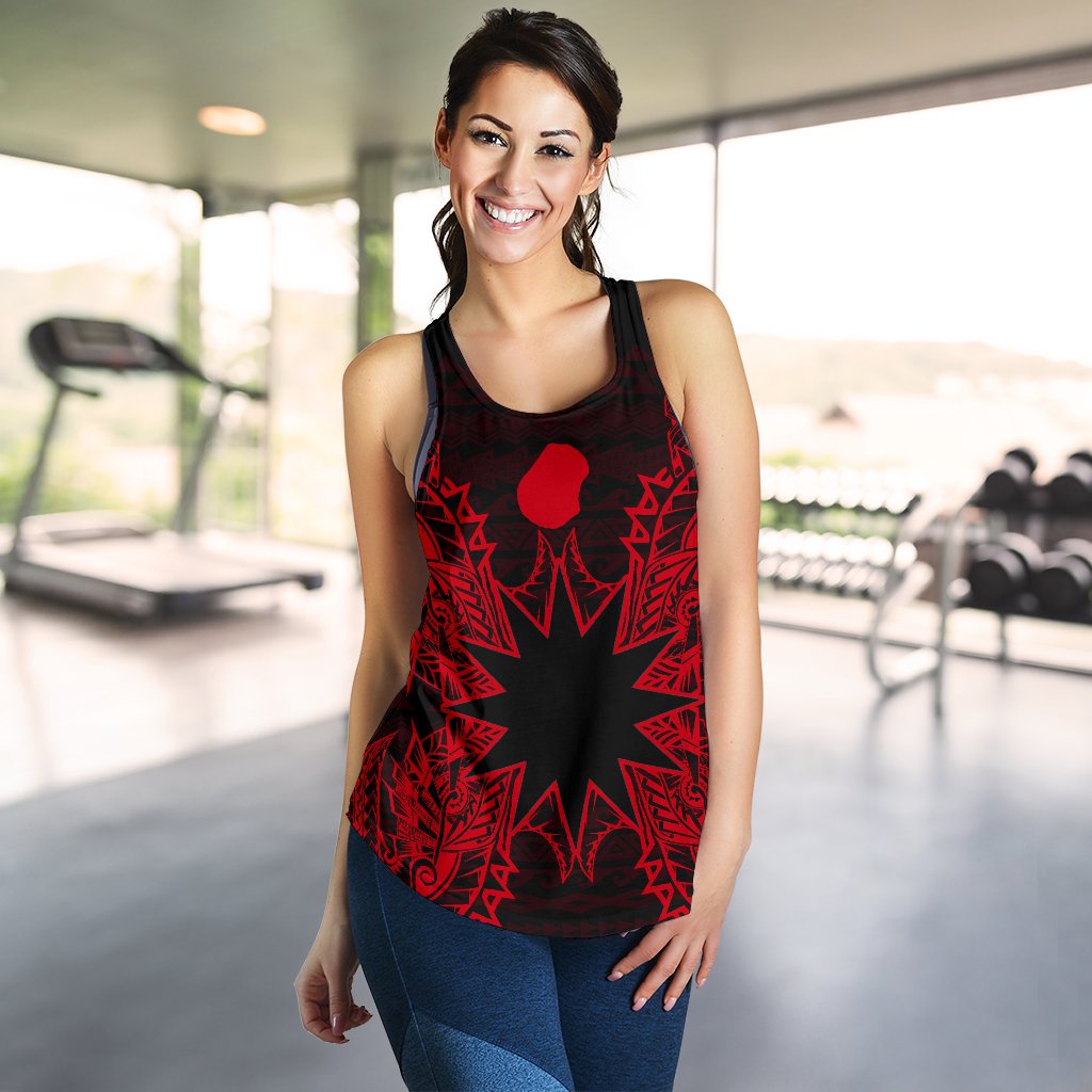 Nauru Polynesian Women Tank Top Map Red - Polynesian Pride