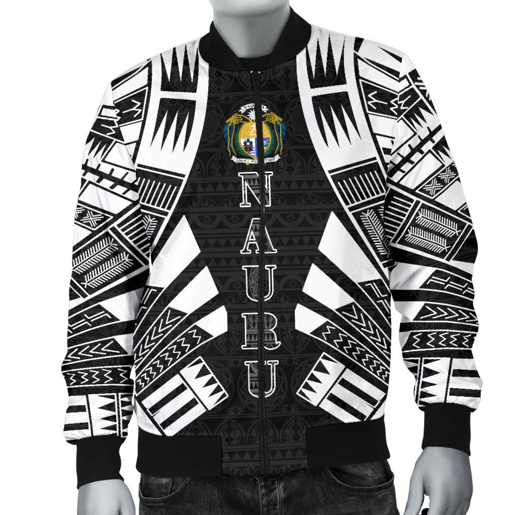 Nauru Men Bomber Jackets - Polynesian Tattoo Black - Polynesian Pride