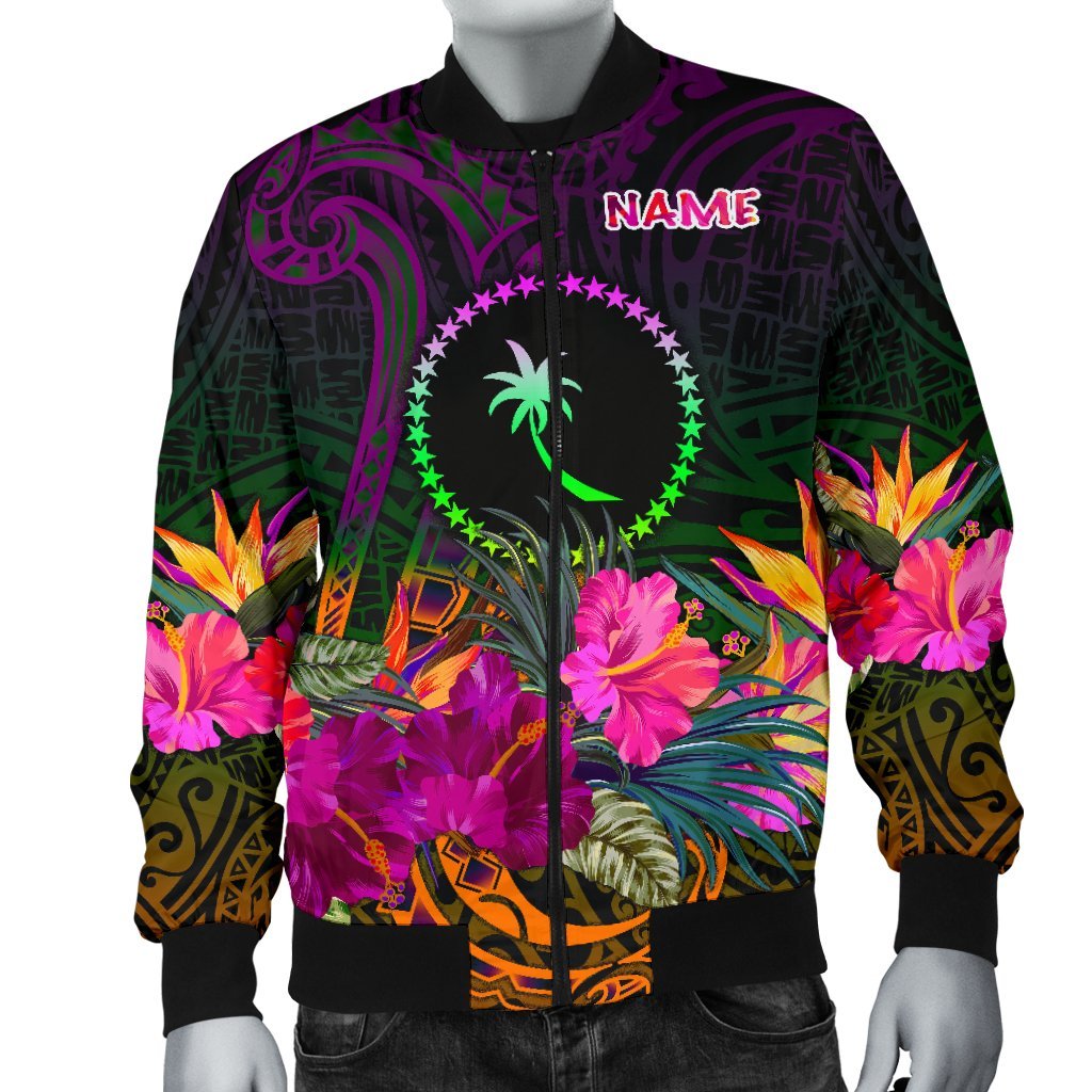 Chuuk Personalised Men's Bomber Jacket - Summer Hibiscus - Polynesian Pride