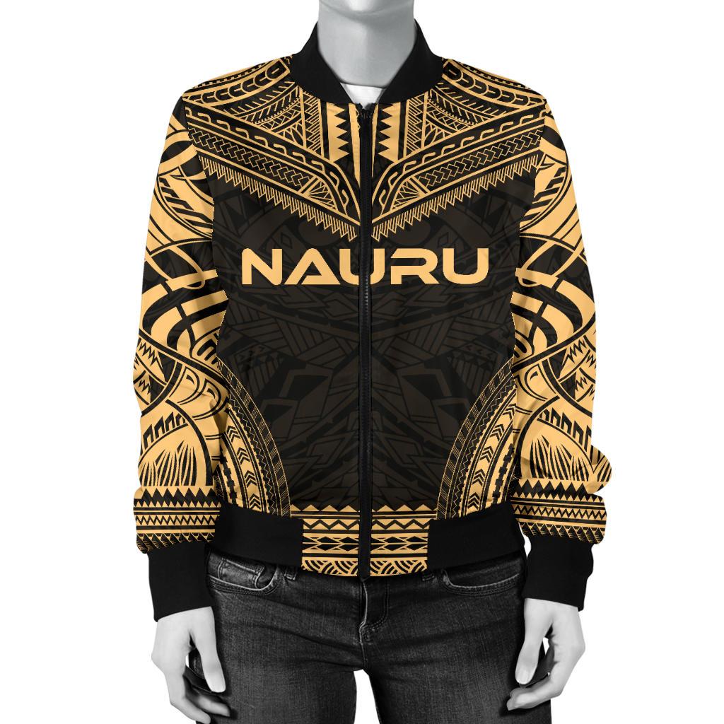 Nauru Polynesian Chief Women'S Bomber Jacket - Gold Version - Polynesian Pride