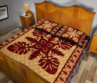 Hawaiian Quilt Pattern Palm Tree And Pineapple New Quilt Bed Set - Polynesian Pride