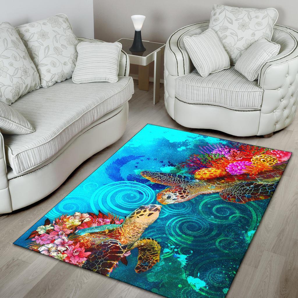 Pohnpei Area Rug - Sea Turtle Coral Treasure - Polynesian Pride
