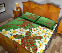 Hawaii Turtle Plumeria Quilt Bed Set - Green Style - Polynesian Pride