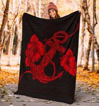 Anchor Red Poly Tribal Premium Blanket - Polynesian Pride