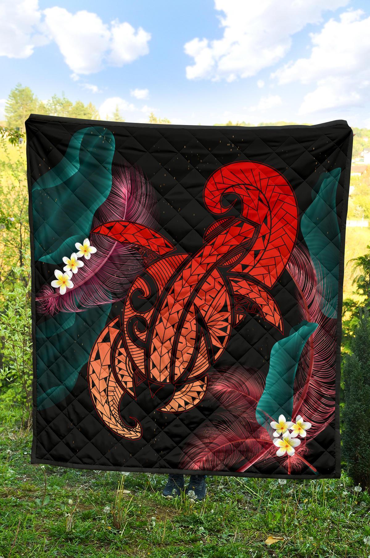 Hawaii Turtle Polynesian Tropical Premium Quilt - Ghia Style Red - Polynesian Pride