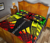 Papua New Guinea Quilt Bed Set - Papua New Guinea Coat Of Arms & Polynesian Reggae Tattoo Style - Polynesian Pride