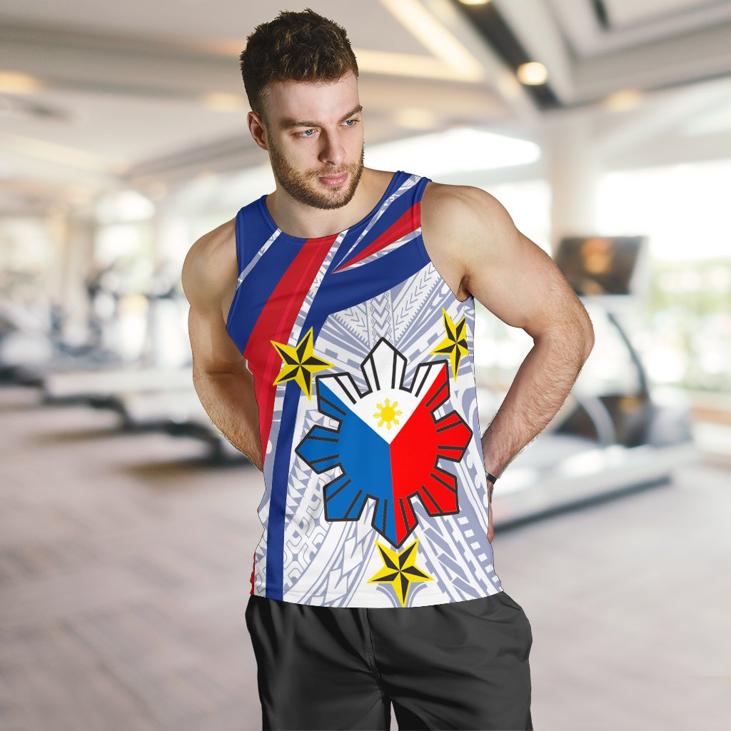 Philippines Men's Tank Top - Polynesian Pattern With Flag - Polynesian Pride