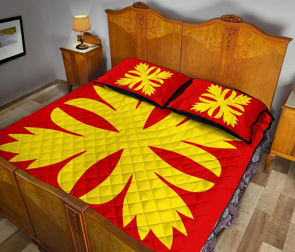 Hawaiian Royal Pattern Quilt Bed Set - Royal - C3 Style - Polynesian Pride