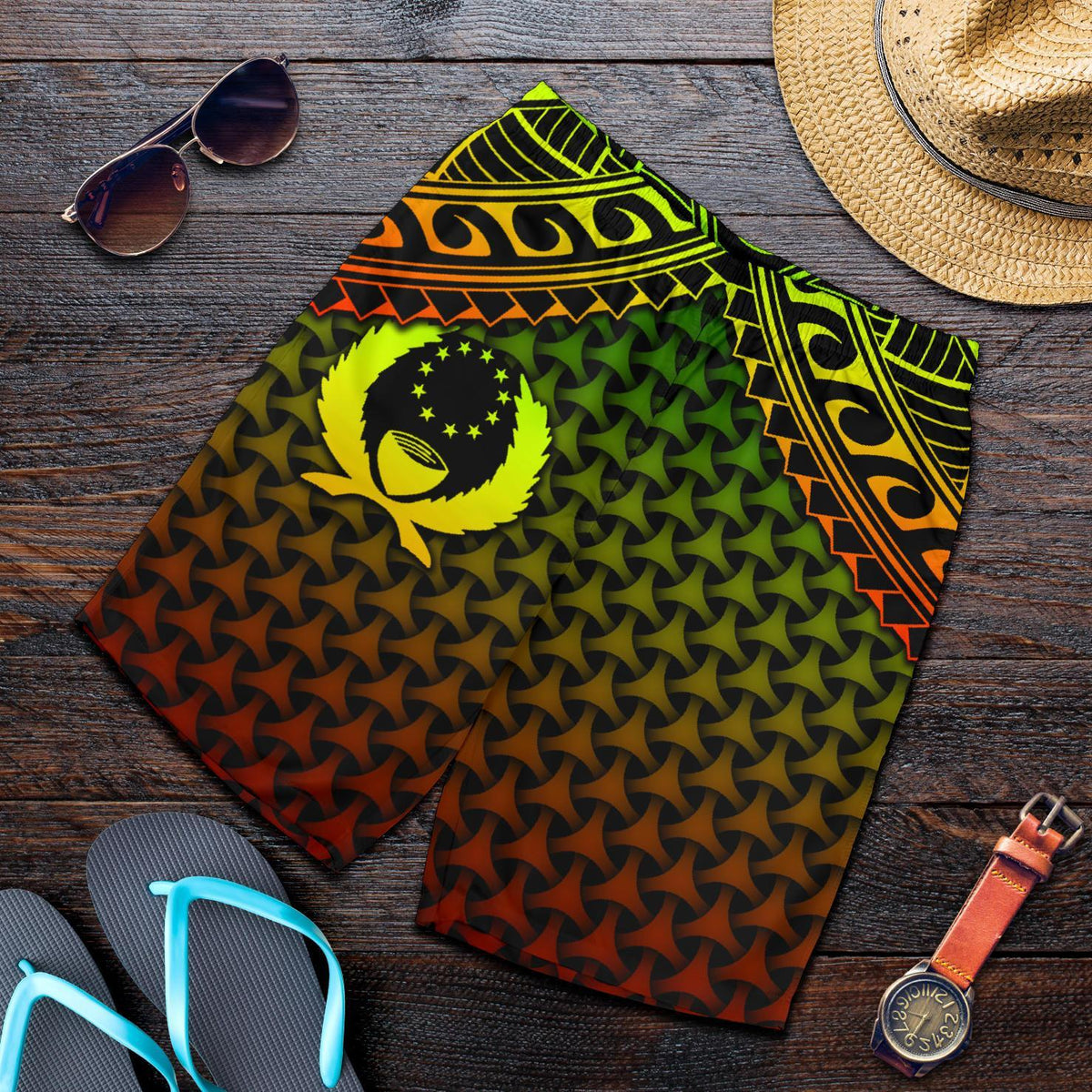 Polynesian Pohnpei Men's Shorts - Reggae Vintage Polynesian Patterns Reggae - Polynesian Pride