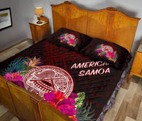 American Samoa Quilt Bed Set - Coat Of Arm With Polynesian Patterns - Polynesian Pride