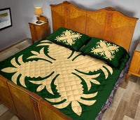 Hawaiian Quilt Bed Set Royal Pattern - Green - A2 Style - Polynesian Pride