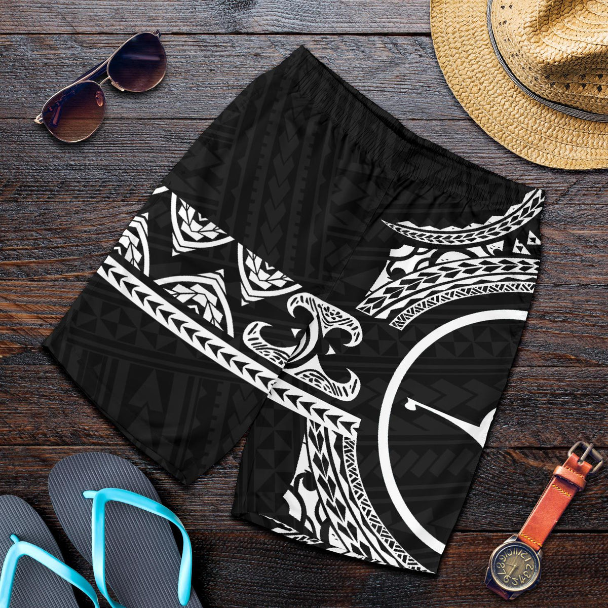 Yap Polynesian All Over Print Men's Short - Black Version - Polynesian Pride