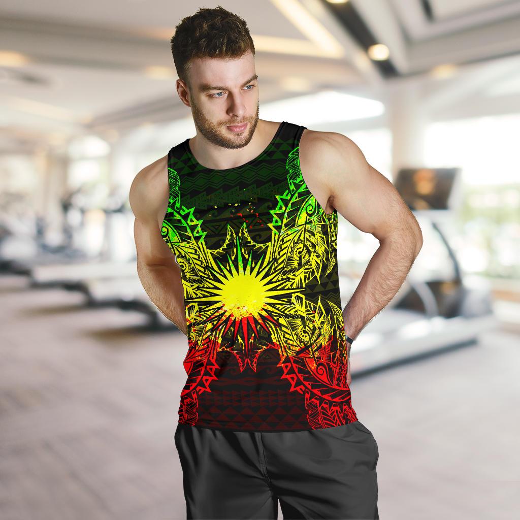 Marshall Islands Polynesian Men Tank Top Map Reggae - Polynesian Pride