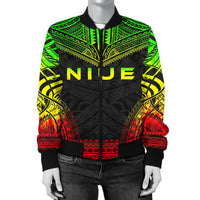 Niue Polynesian Chief Women'S Bomber Jacket - Reggae Version - Polynesian Pride