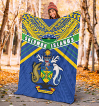 Solomon Islands Premium Blanket Simple Coat Of Arms Rugby - Polynesian Pride