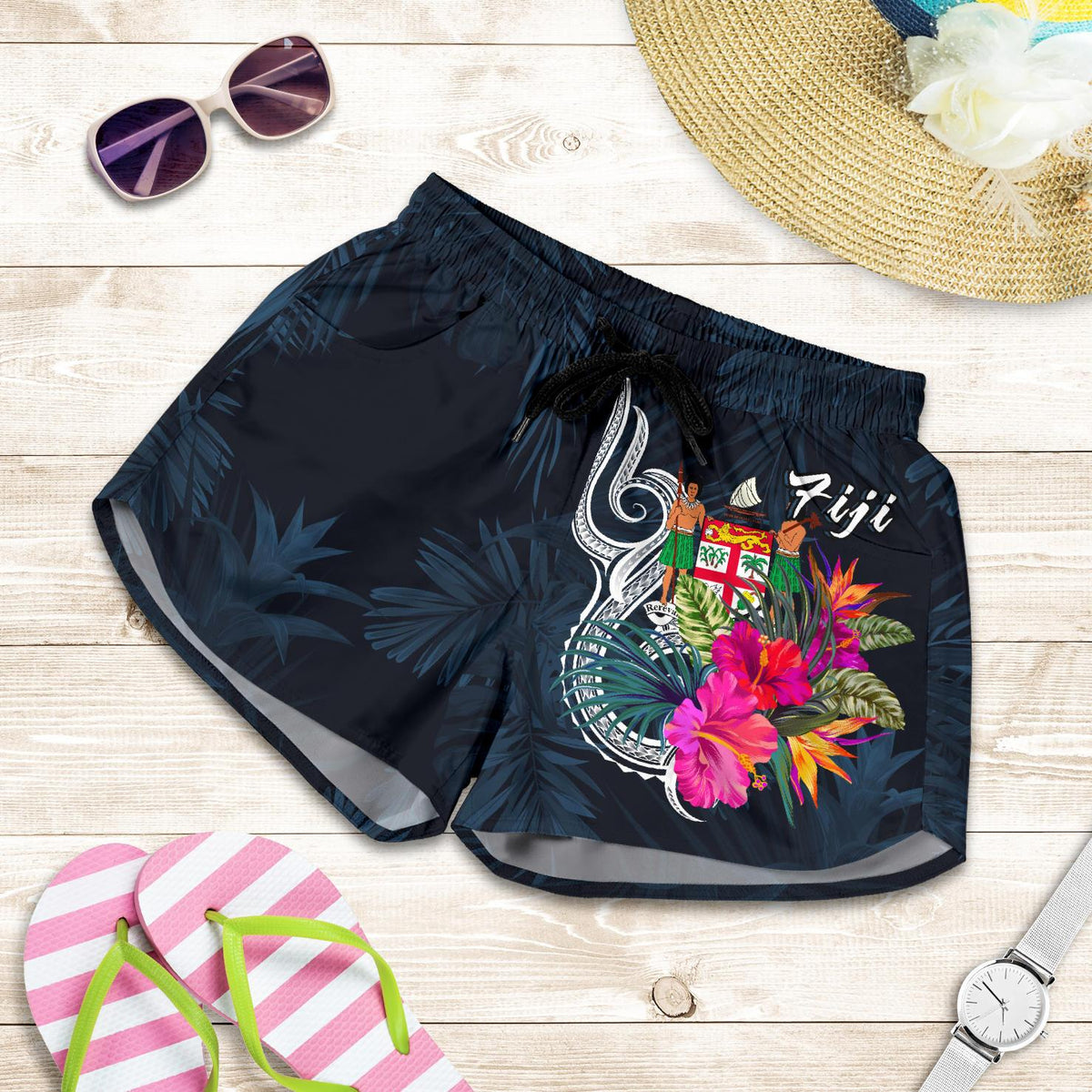 Fiji Polynesian All Over Print Women's Shorts - Tropical Flower - Polynesian Pride