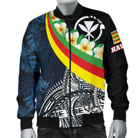 Polynesian Hawaii Men's Bomber Jacket - Kanaka Maoli With Plumeria Style - Polynesian Pride