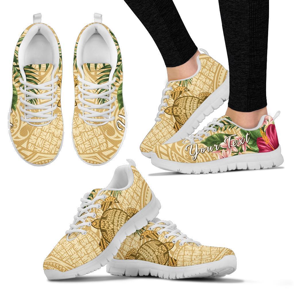 hawaiiSneakers - Turtle Sneakers Strong Pattern Hibiscus Plumeria AH - Polynesian Pride