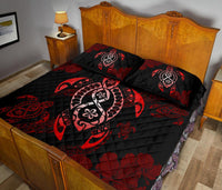 Hawaii Polynesian Turtle Quilt Bed Set Flow Of Turtle Red - Polynesian Pride