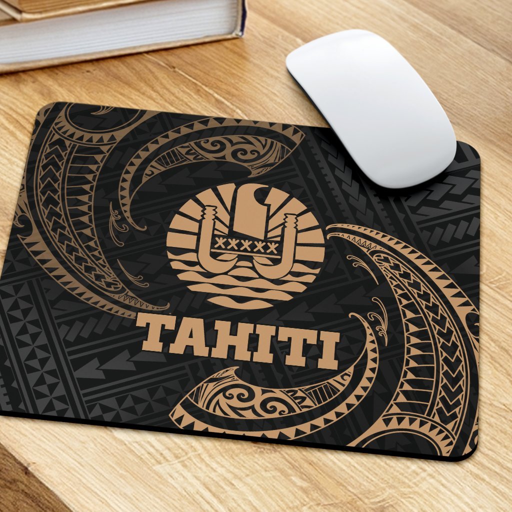 Tahiti Polynesian Mouse Pad - Gold Tribal Wave - Polynesian Pride