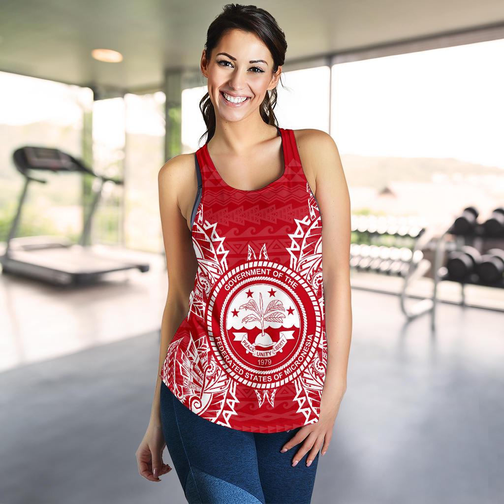 Federated States Of Micronesian Women Tank Top Map Red White - Polynesian Pride